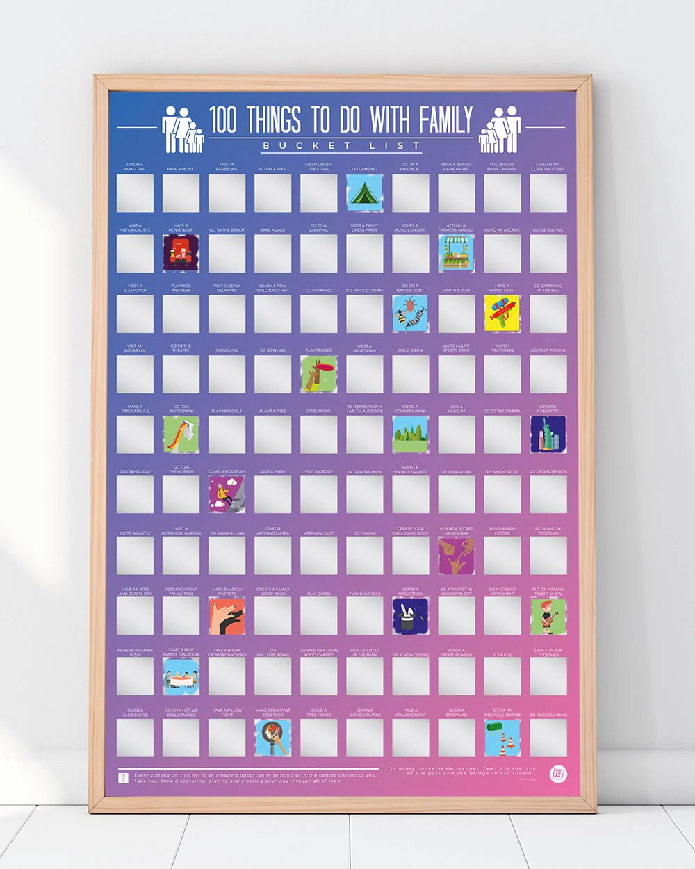 100 Things To Do With Family Bucket List Scratch Off Poster - Image 2