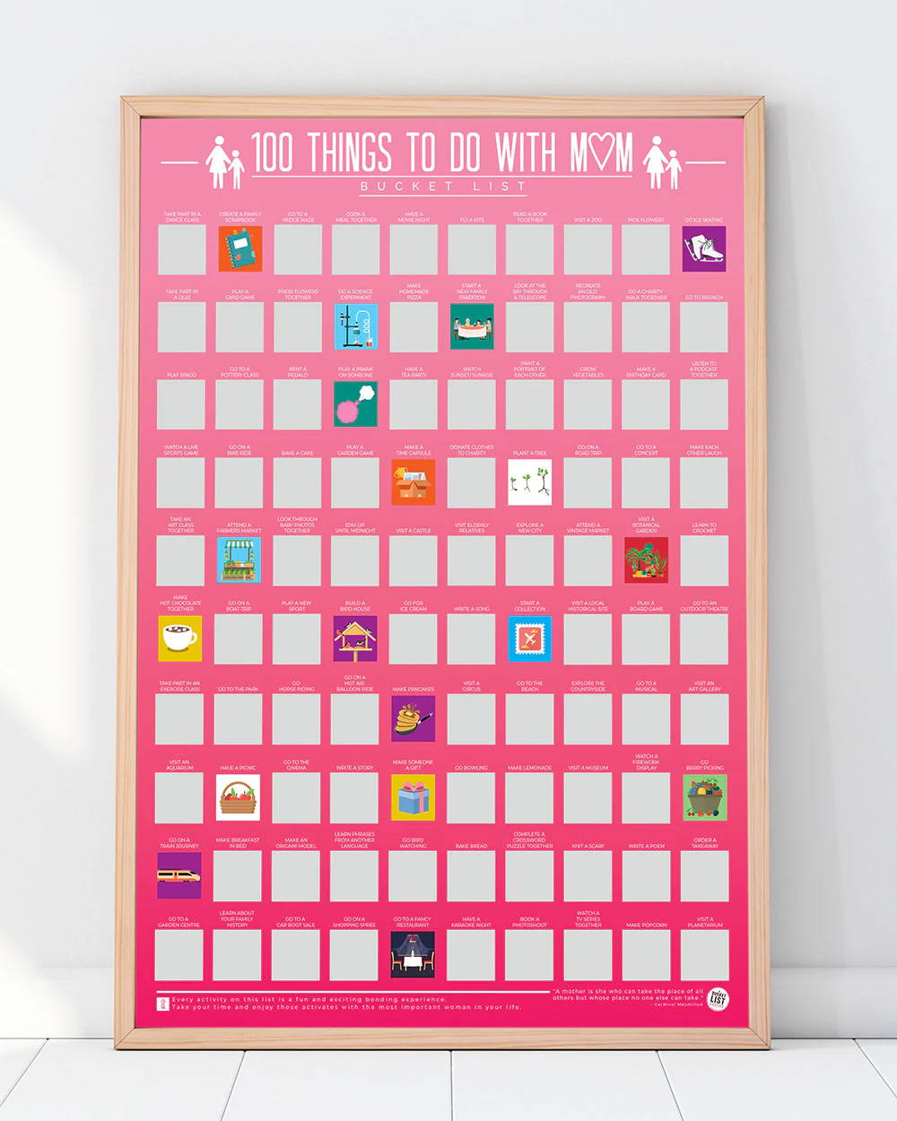 100 Things To Do With Mum Bucket List Scratch Poster