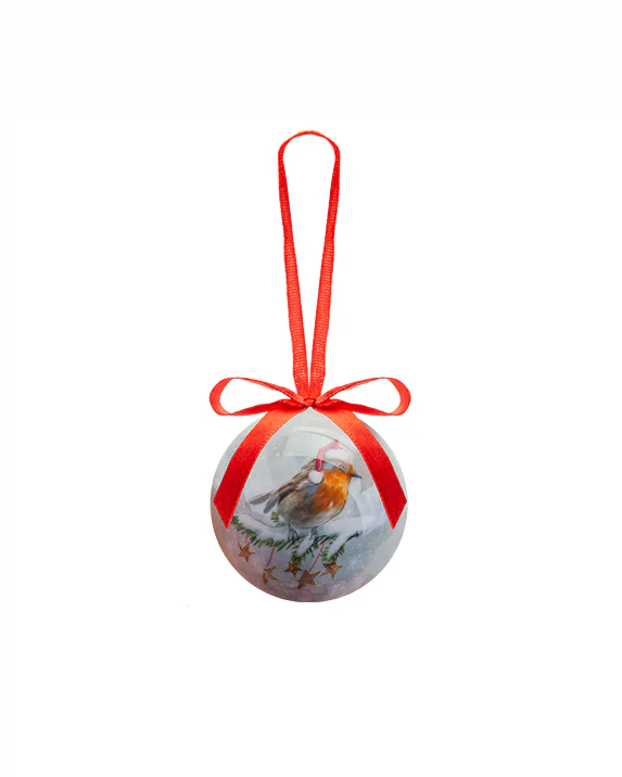 12PC Christmas Bauble Set Gift Boxed Red Robin - Image 2