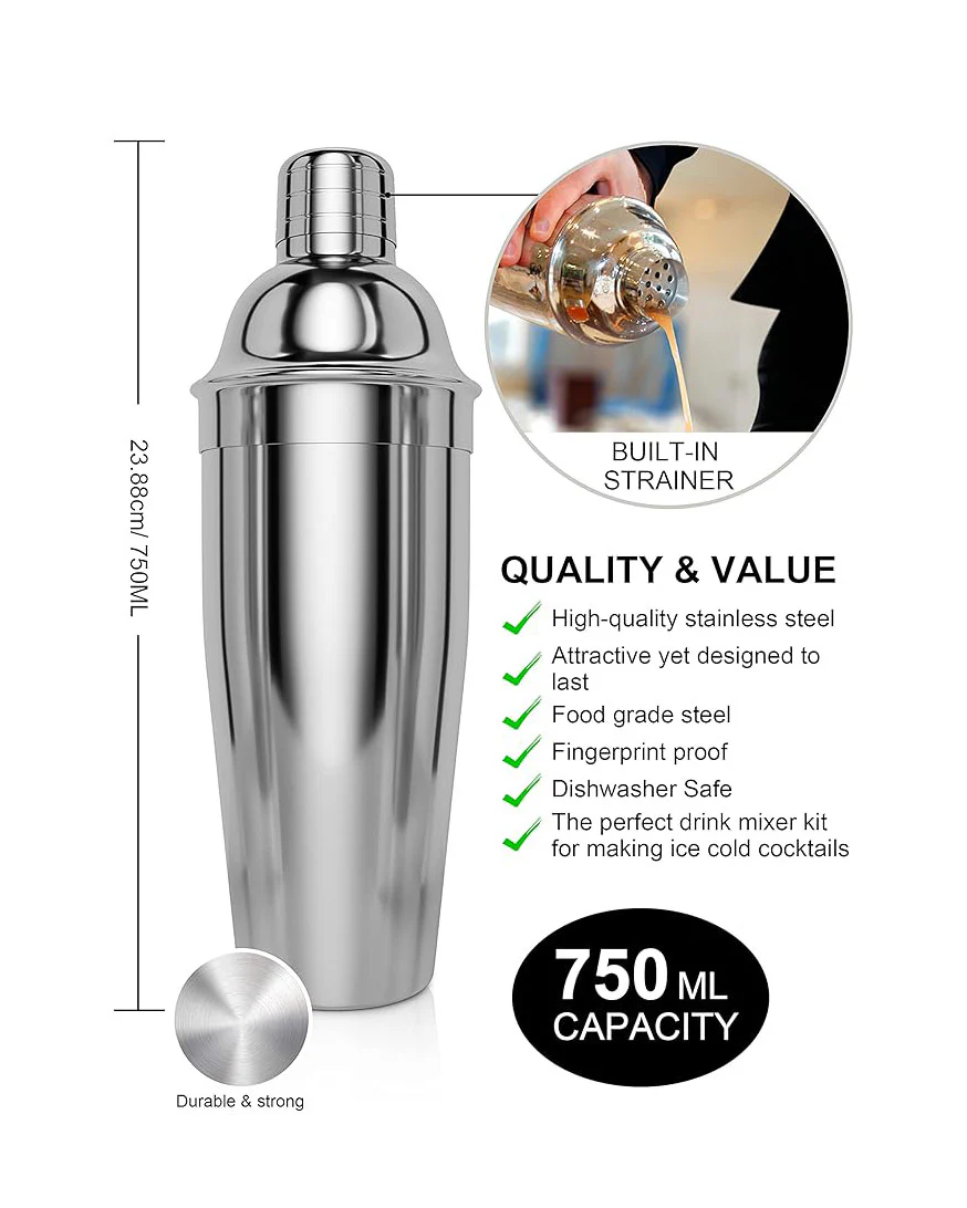 14PCS Cocktail Making Set Rotating Stand Stainless Steel - Image 5