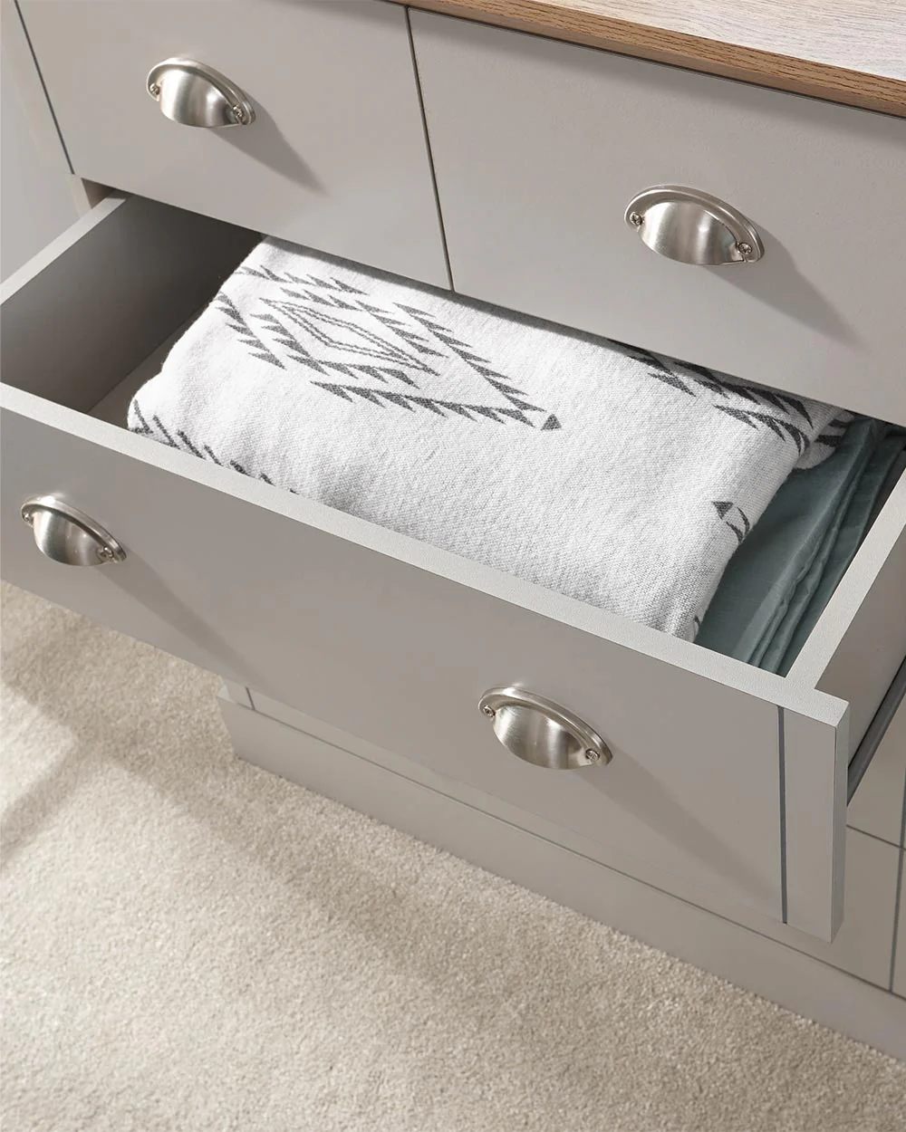 Kendal 2 + 3 Chest Of Drawers Grey With Oak Effect - Image 3