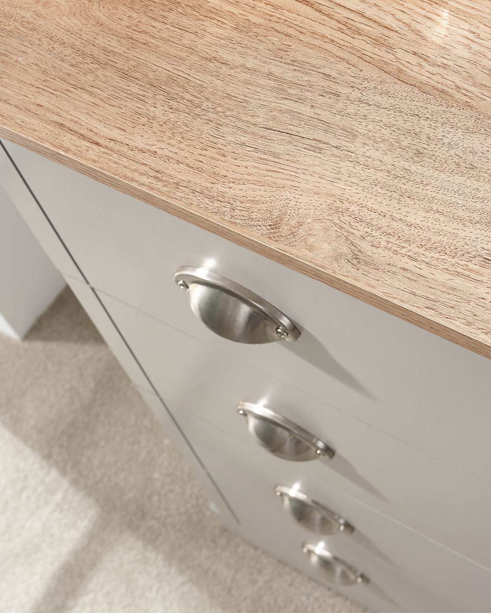 Kendal 2 + 3 Chest Of Drawers Grey With Oak Effect - Image 7