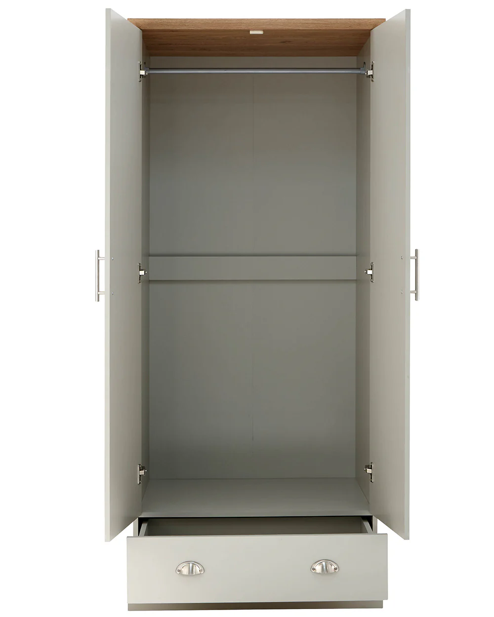 Kendal 2 Door Wardrobe with 1 Drawer Grey - Image 5