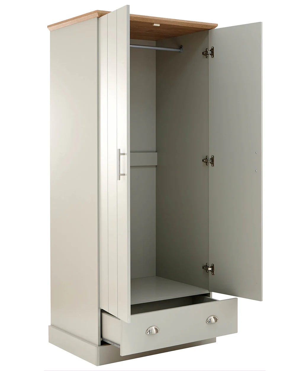 Kendal 2 Door Wardrobe with 1 Drawer Grey - Image 7