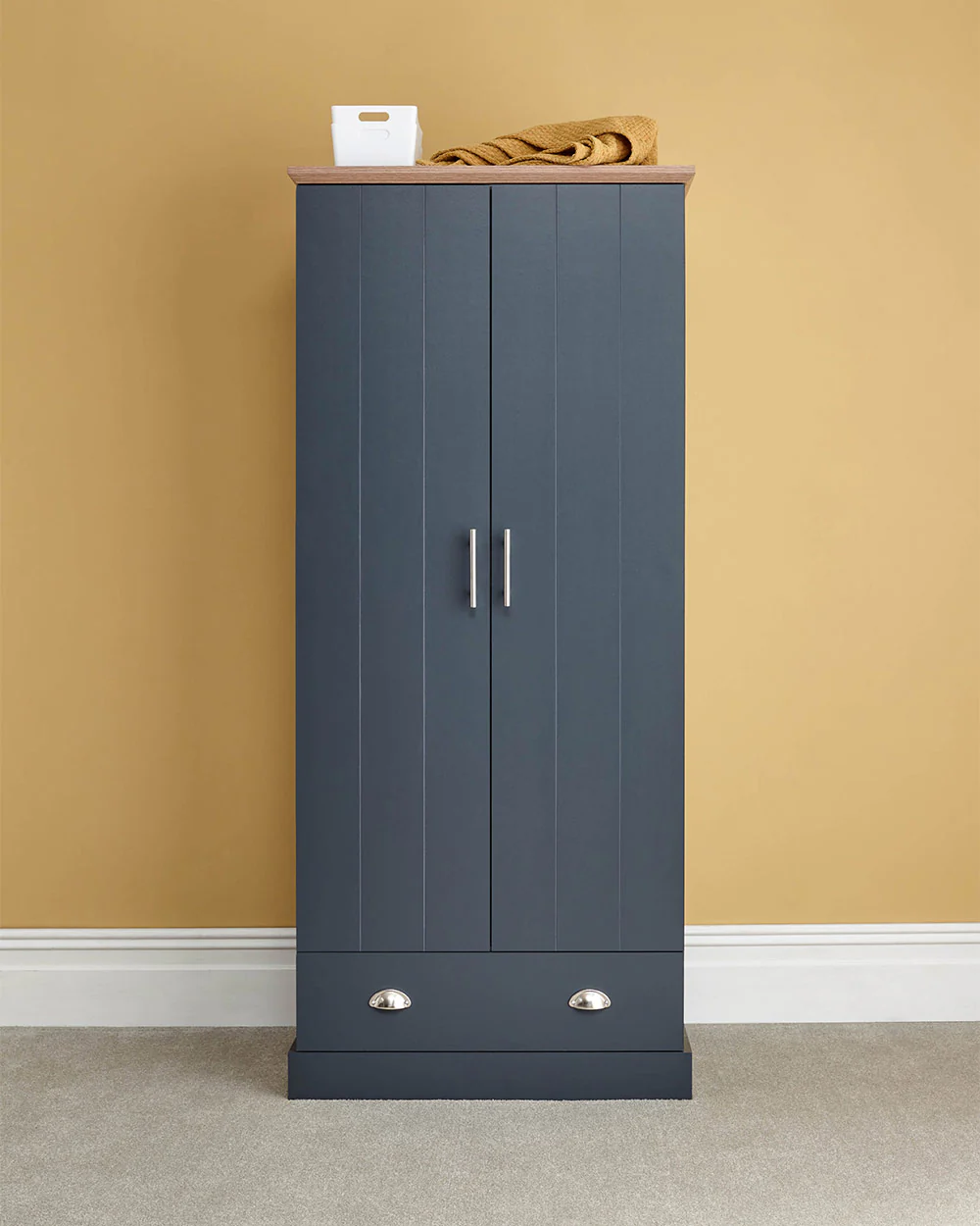 Kendal 2 Door Wardrobe with 1 Drawer Slate Blue
