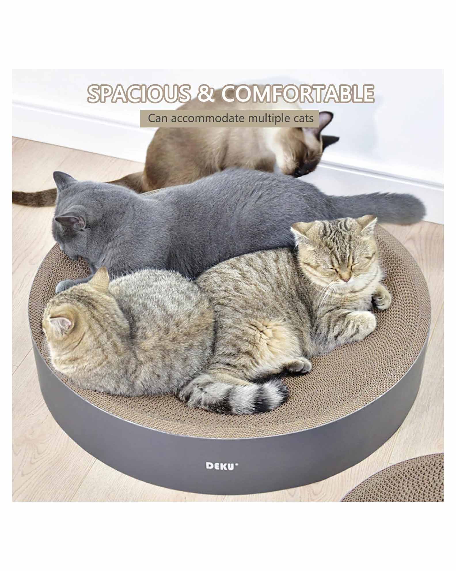2 in 1 Cat Scratch Bed  Round Corrugated Cardboard Refill 50cm - Image 3