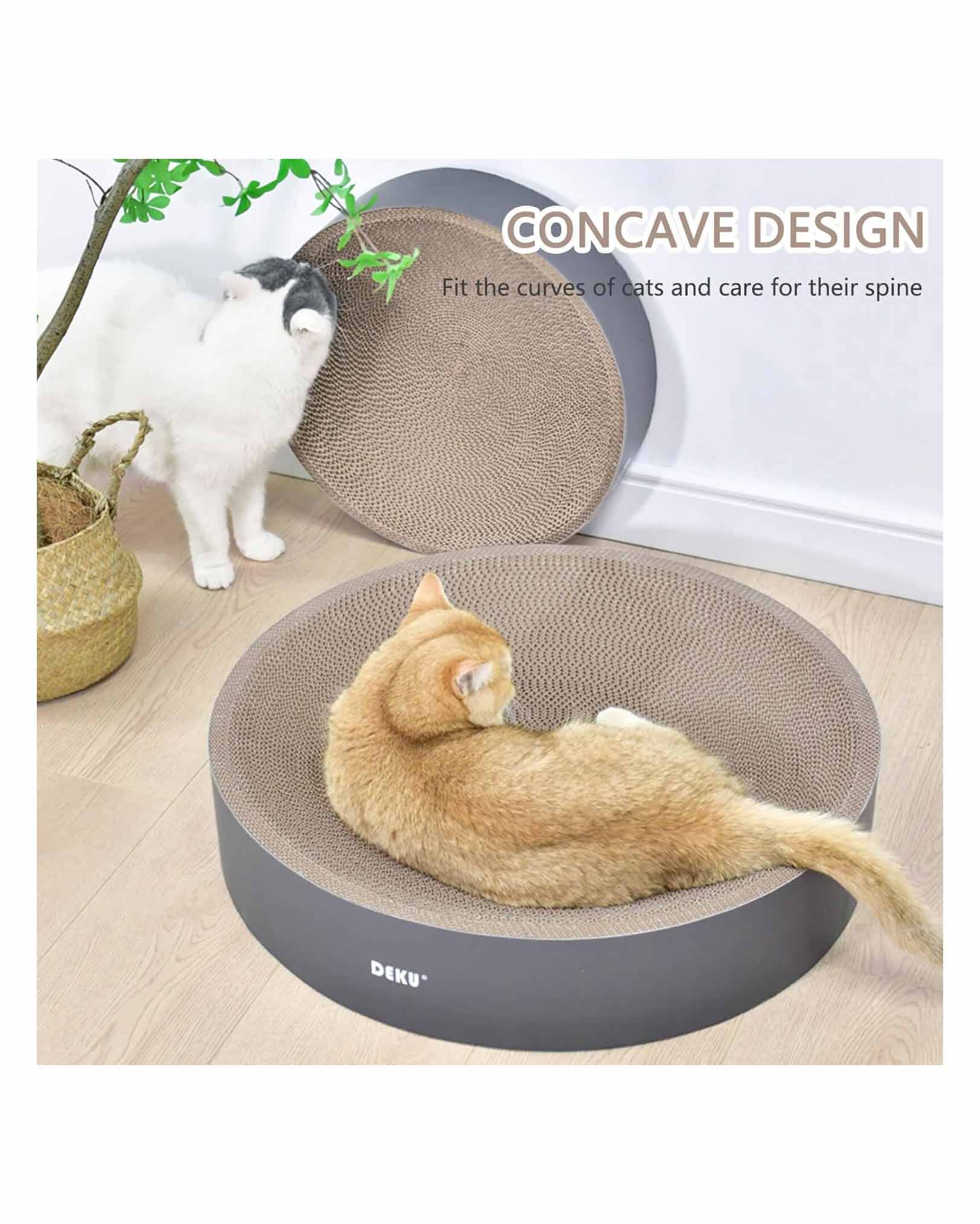 2 in 1 Cat Scratch Bed  Round Corrugated Cardboard Refill 50cm - Image 4