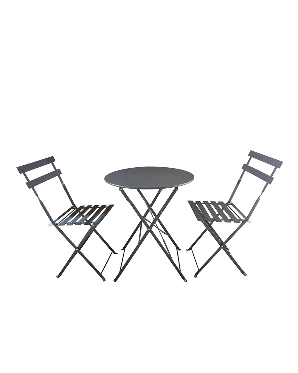 2 Seater Metal Bistro Set Folding Modern Grey