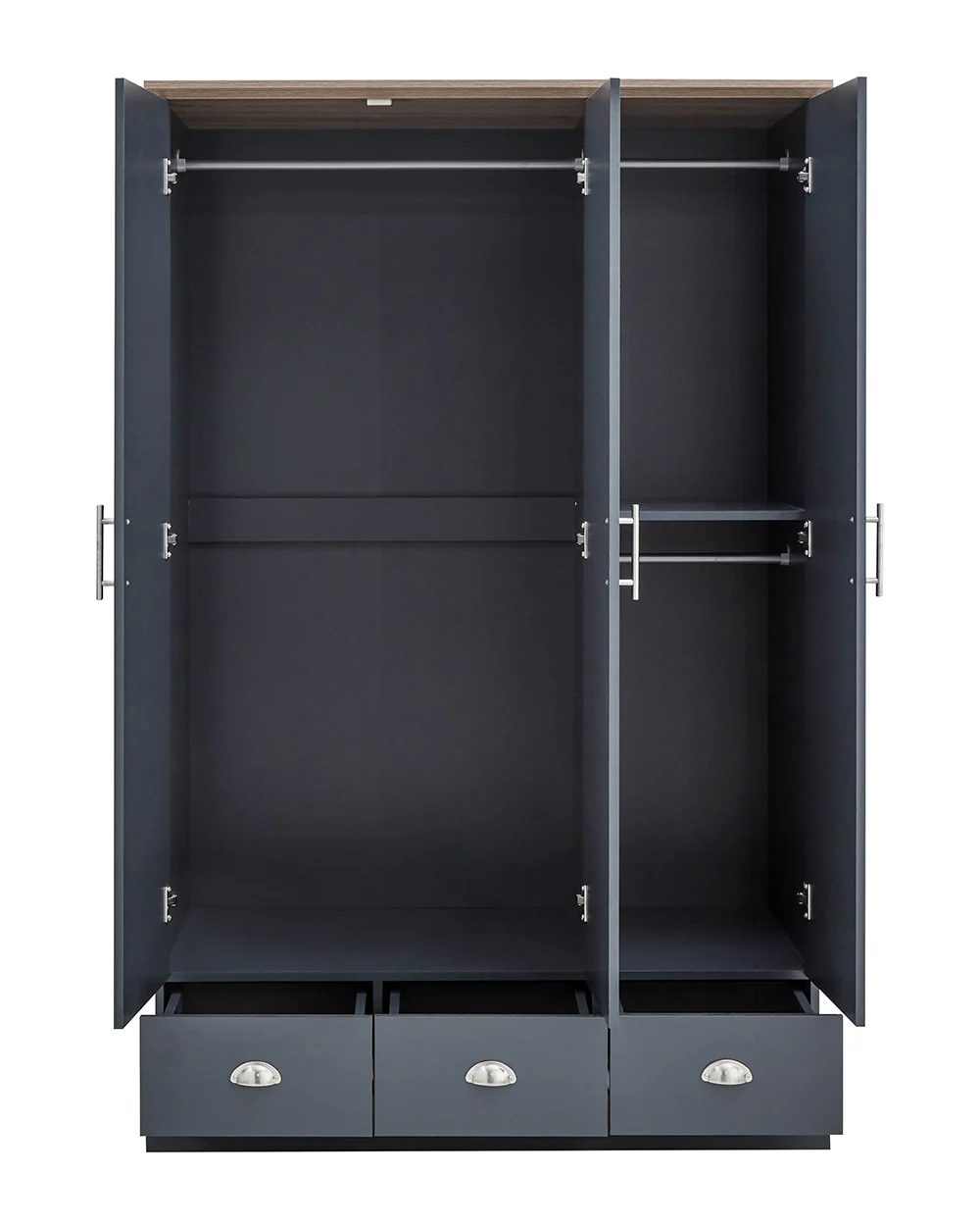 Kendal 3 Door Wardrobe With 3 Drawers, Slate Blue - Image 7