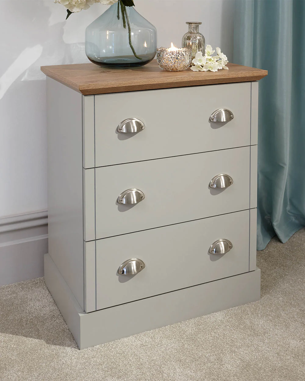 Kendal 3 Drawer Chest Of Drawers, Grey