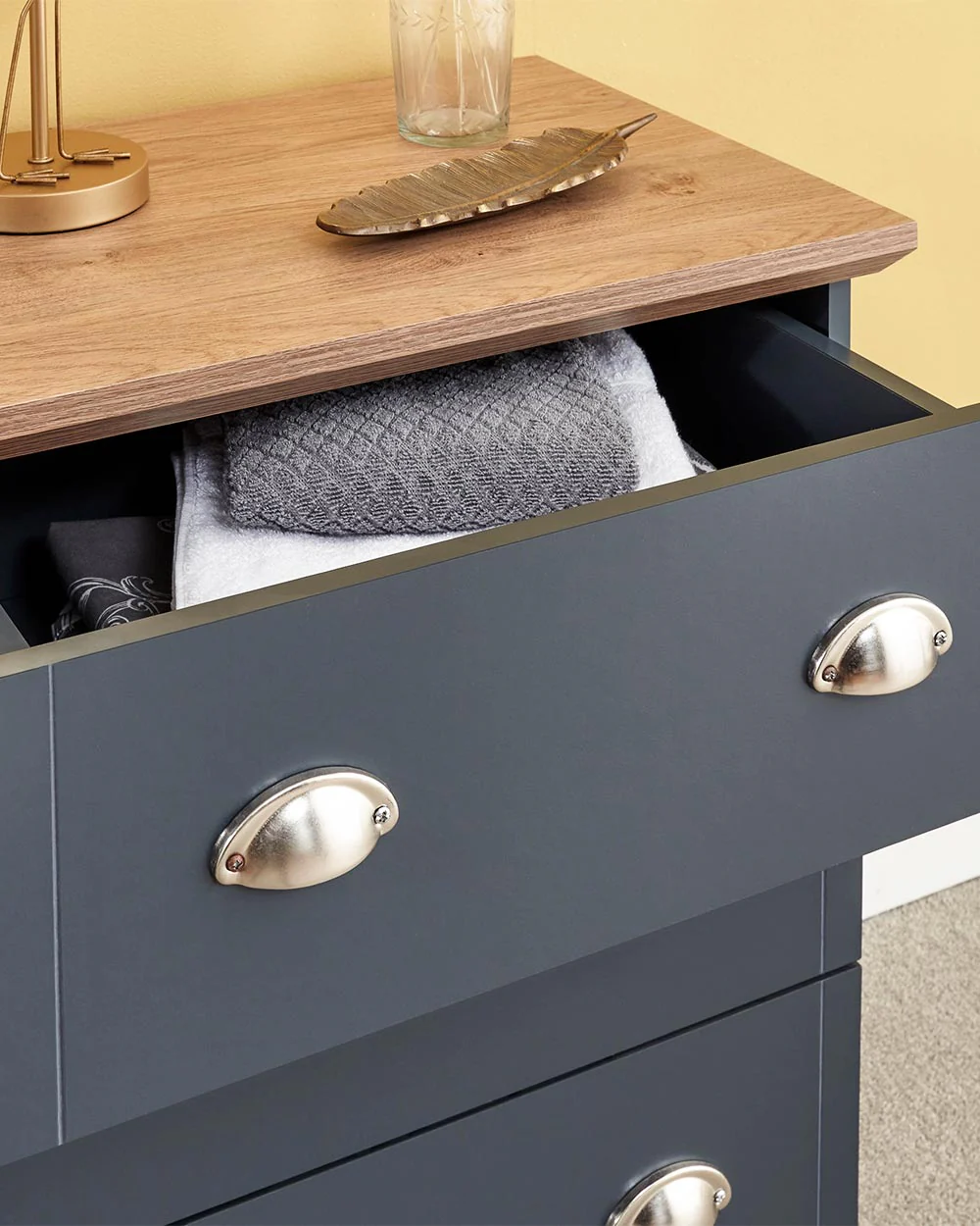 Kendal 3 Drawer Chest Of Drawers, Slate Blue - Image 2