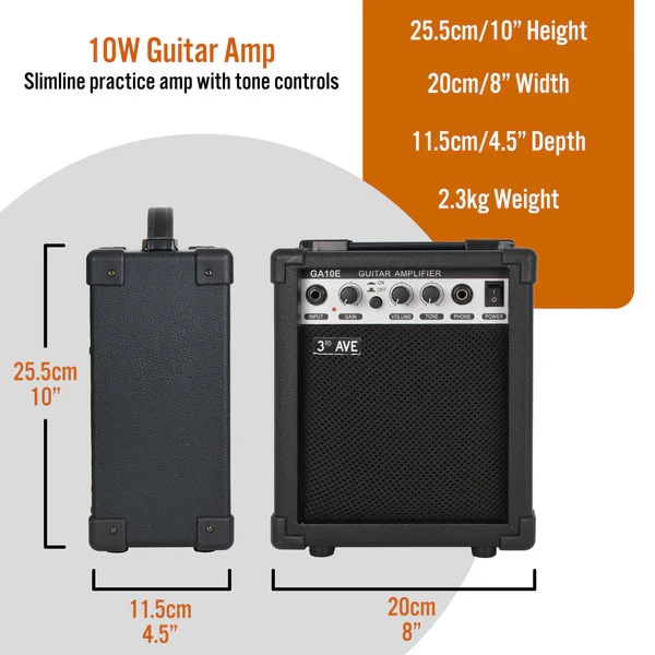 3rd Avenue 10W RMS Electric Guitar Amplifier Black - Image 2