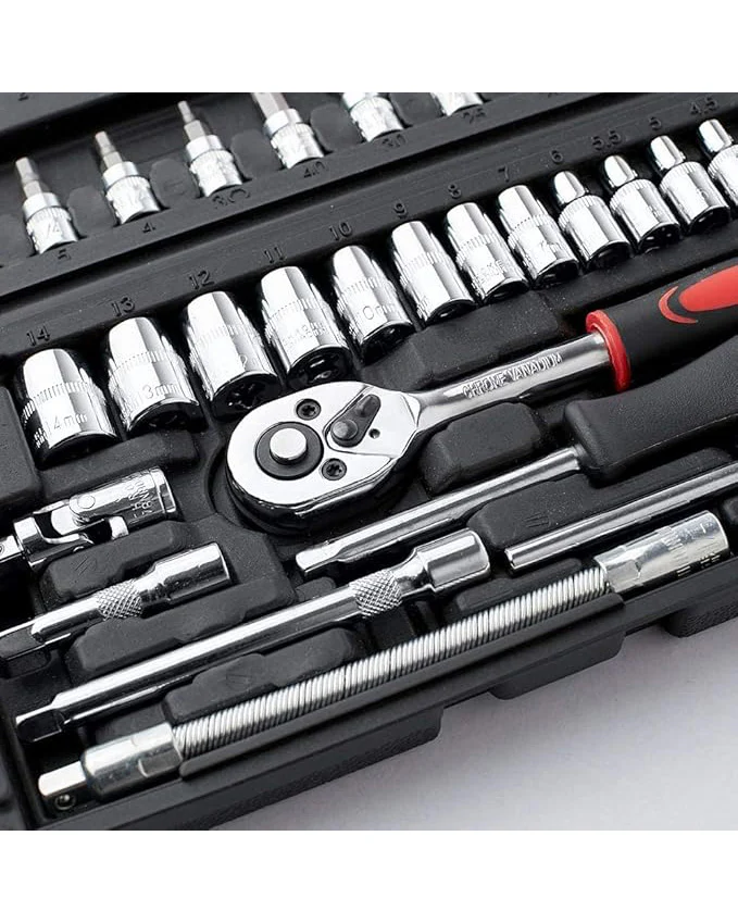 46 Piece Socket Wrench Set 1/4 Inch Drive Ratchet Set - Image 4