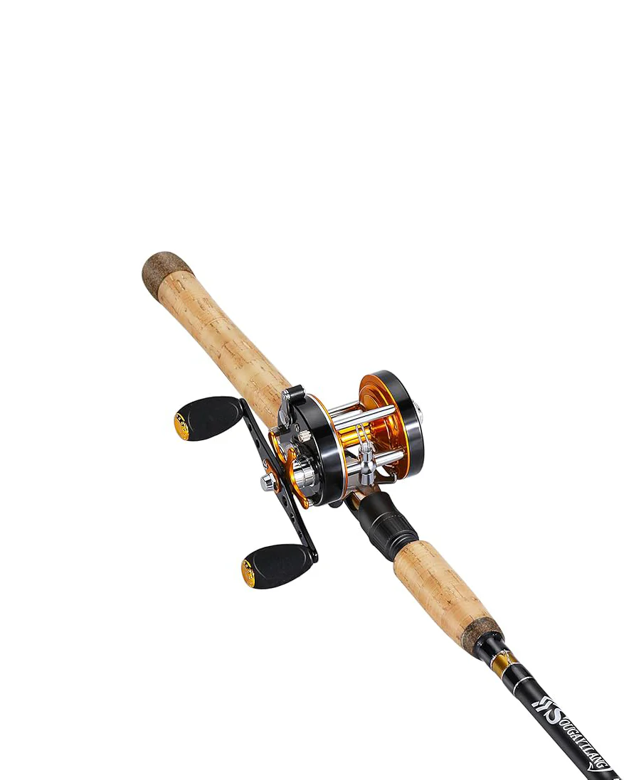 7’ Fishing Rod Reel Casting Combo Round Gold - Image 2