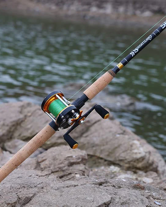 7’ Fishing Rod Reel Casting Combo Round Gold - Image 4