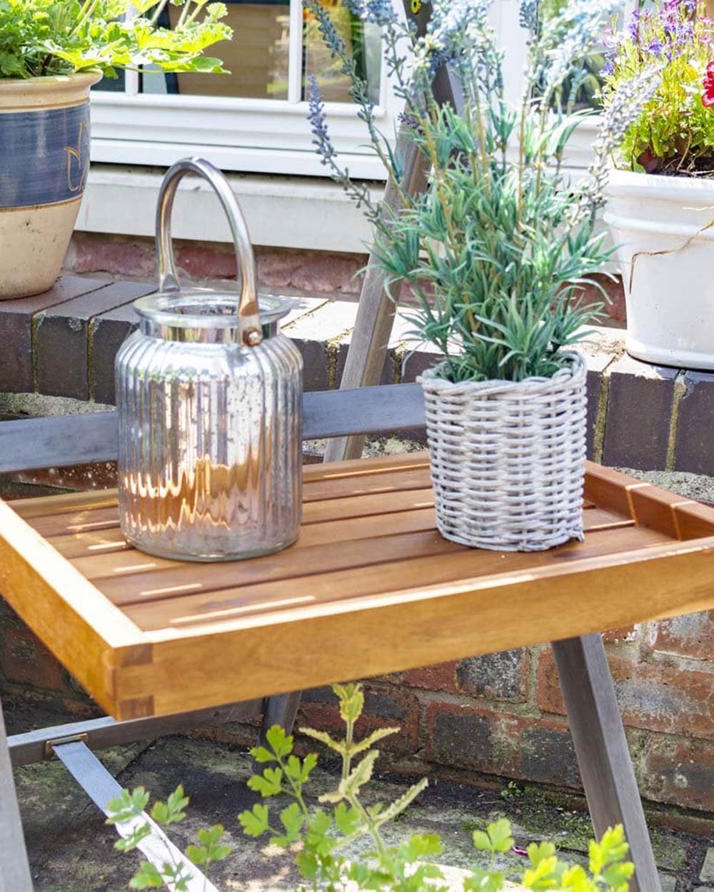 Alderley Hardwood Plant Ladder 3 Tier Stand Large Grey Rowlinson - Image 4