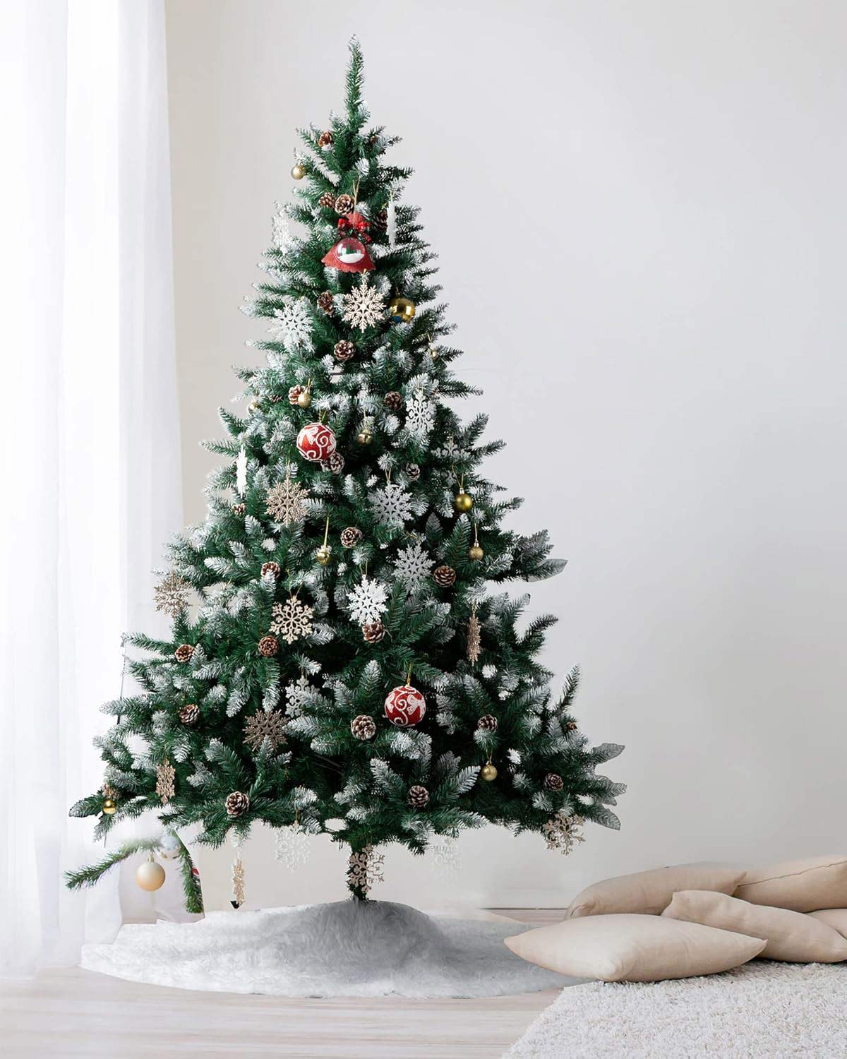 Artificial Christmas Tree 4ft Metal Stand Snow Flocked