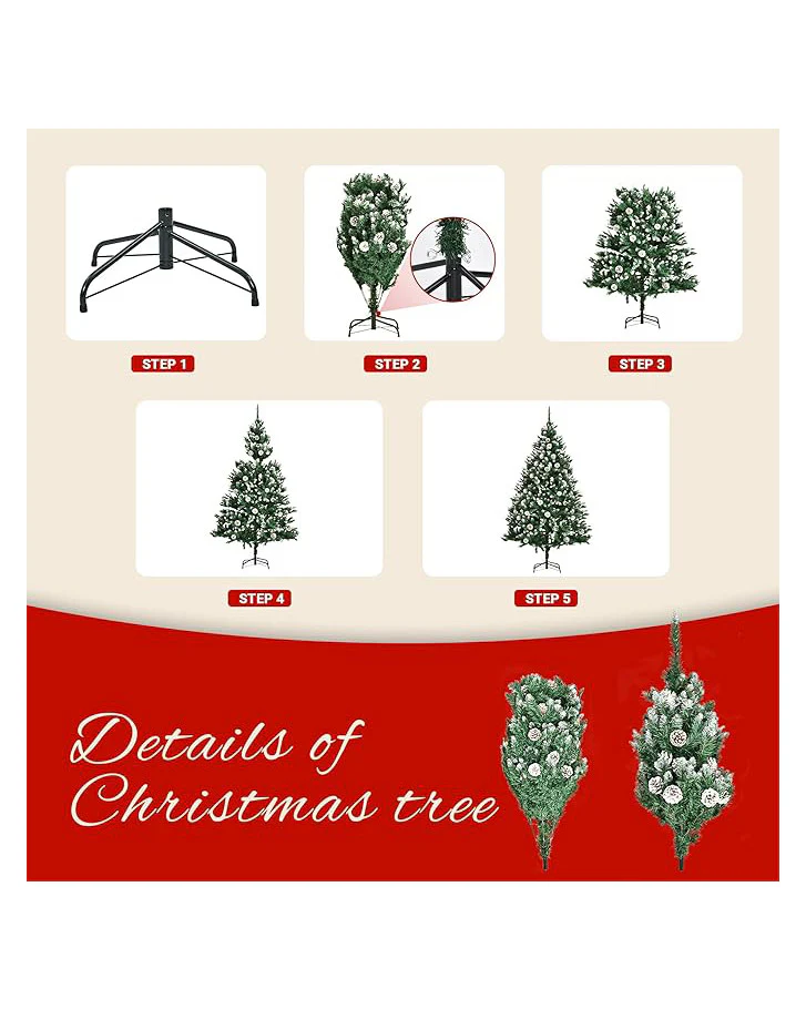 Artificial Christmas Tree 4ft Metal Stand Snow Flocked - Image 4