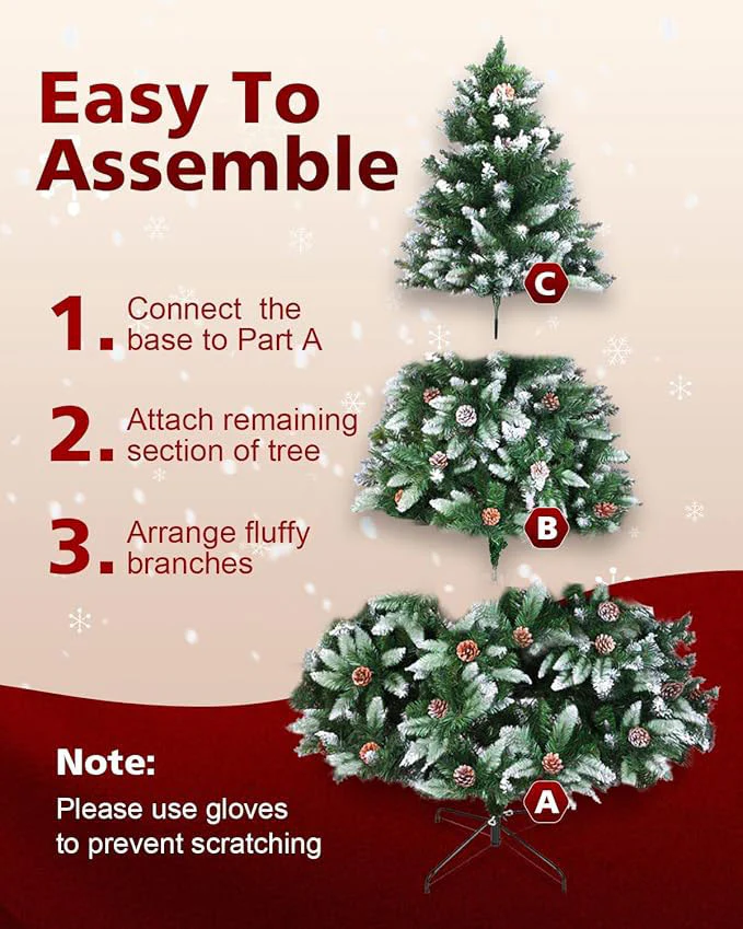 Artificial Christmas Tree 6ft  Metal Stand  Snow Flocked - Image 3
