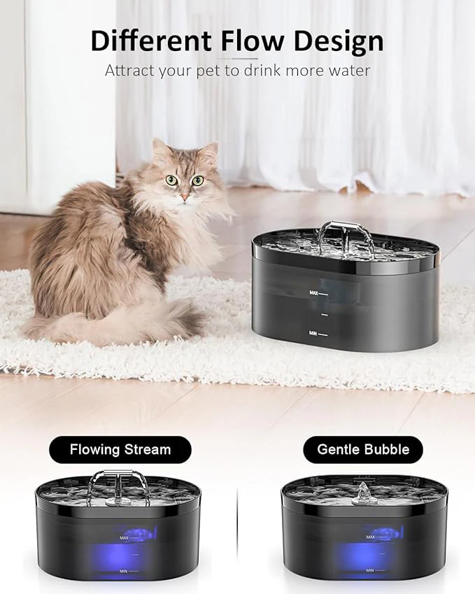 Automatic Water Fountain 2.2L for Cats and Dogs Black - Image 2