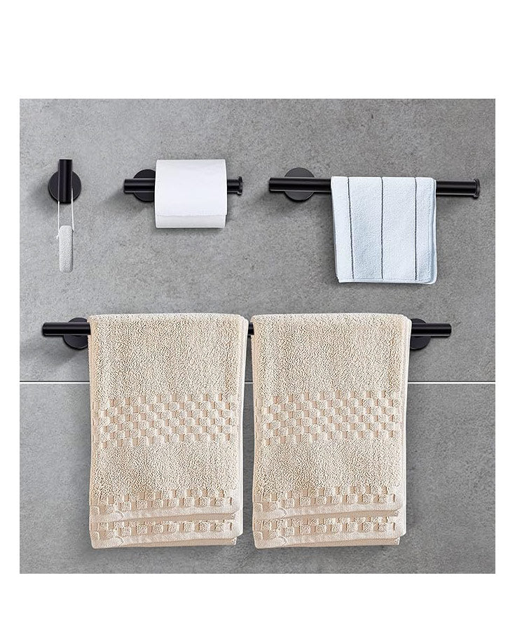 Bathroom Hardware Towel Bar Set Stainless Steel Black 4 Pk