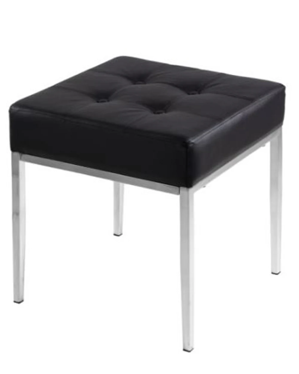 Black Dressing table Stool With Chrome Legs - Image 4