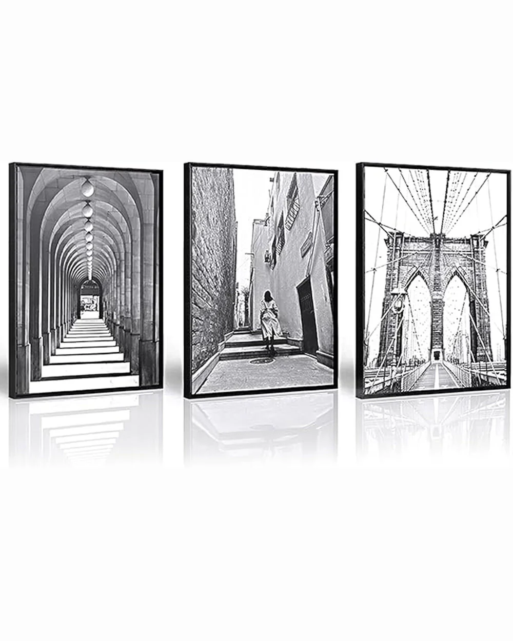 Black & White New York Modern Framed Wall Art Posters 3 PC 24"x32" - Image 5