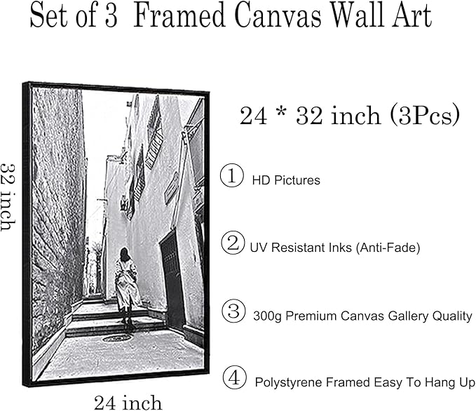 Black & White New York Modern Framed Wall Art Posters 3 PC 24"x32" - Image 6