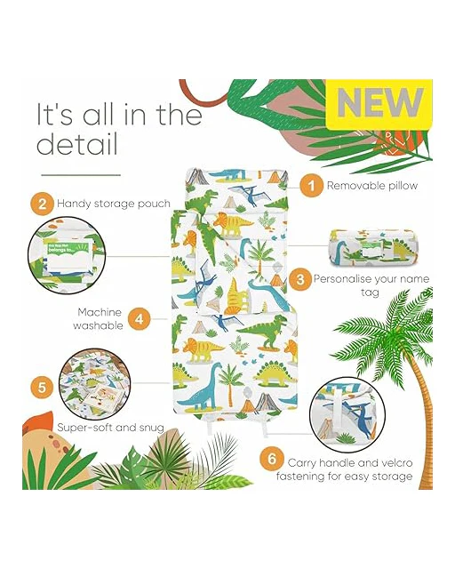 Bloomsbury Mill Dinosaur Nap Mat Kids Toddlers 135x50cm - Image 4