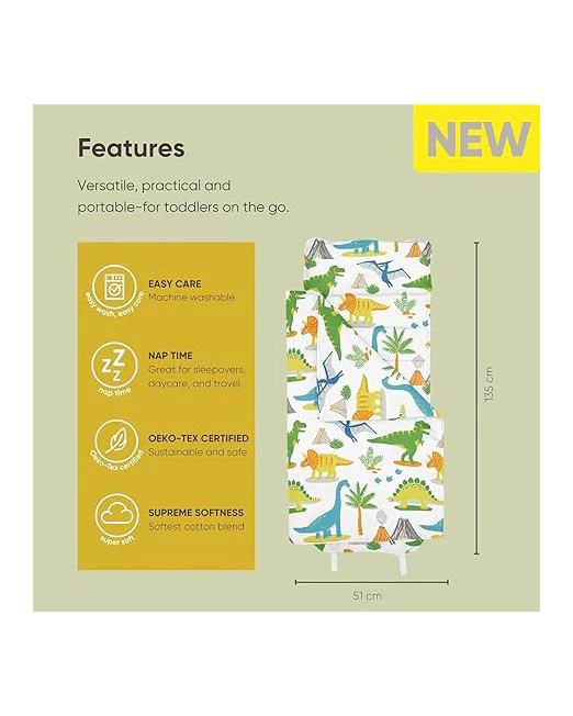 Bloomsbury Mill Dinosaur Nap Mat Kids Toddlers 135x50cm - Image 5