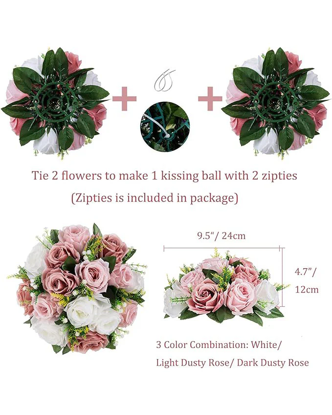BLOSMON Artificial Flower Centrepieces 10pcs Dusty Rose - Image 4