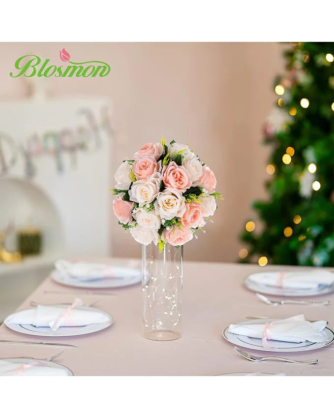 BLOSMON Artificial Flower Centrepieces 6pcs Blush Cream - Image 3