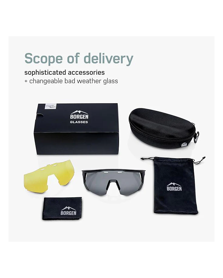 Borgen Cycling Sunglasses with Changeable Lenses Black - Image 3