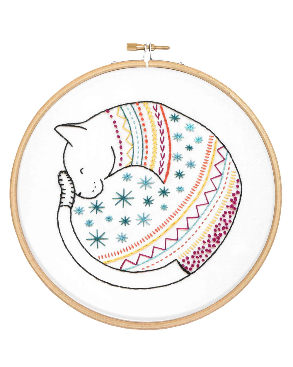 Cat Embroidery Kit Colourful Adult Craft Kit 12+ - Image 2