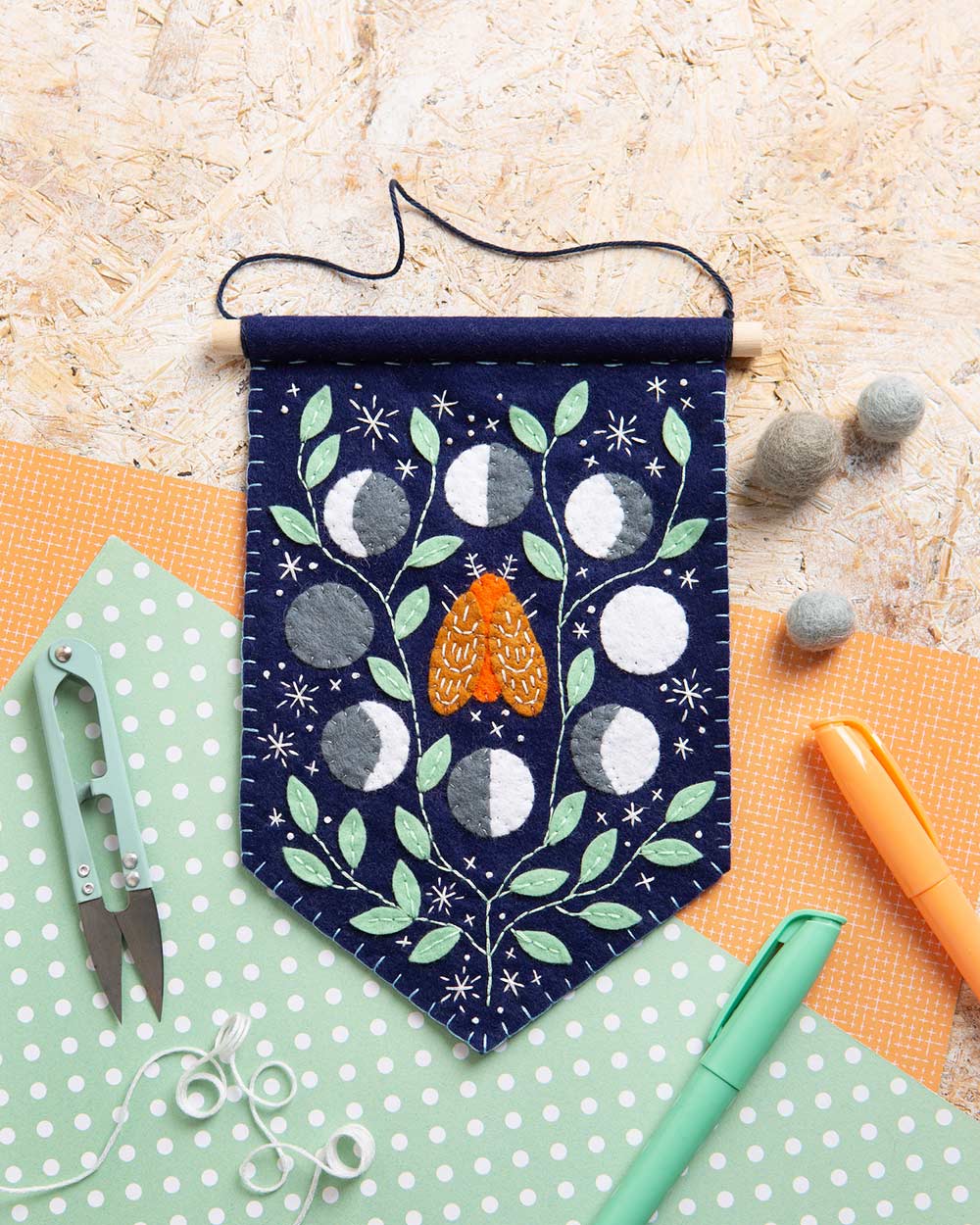 Celestial Pennant Felt Craft Kit Wall Hanging Embroidery - Image 2