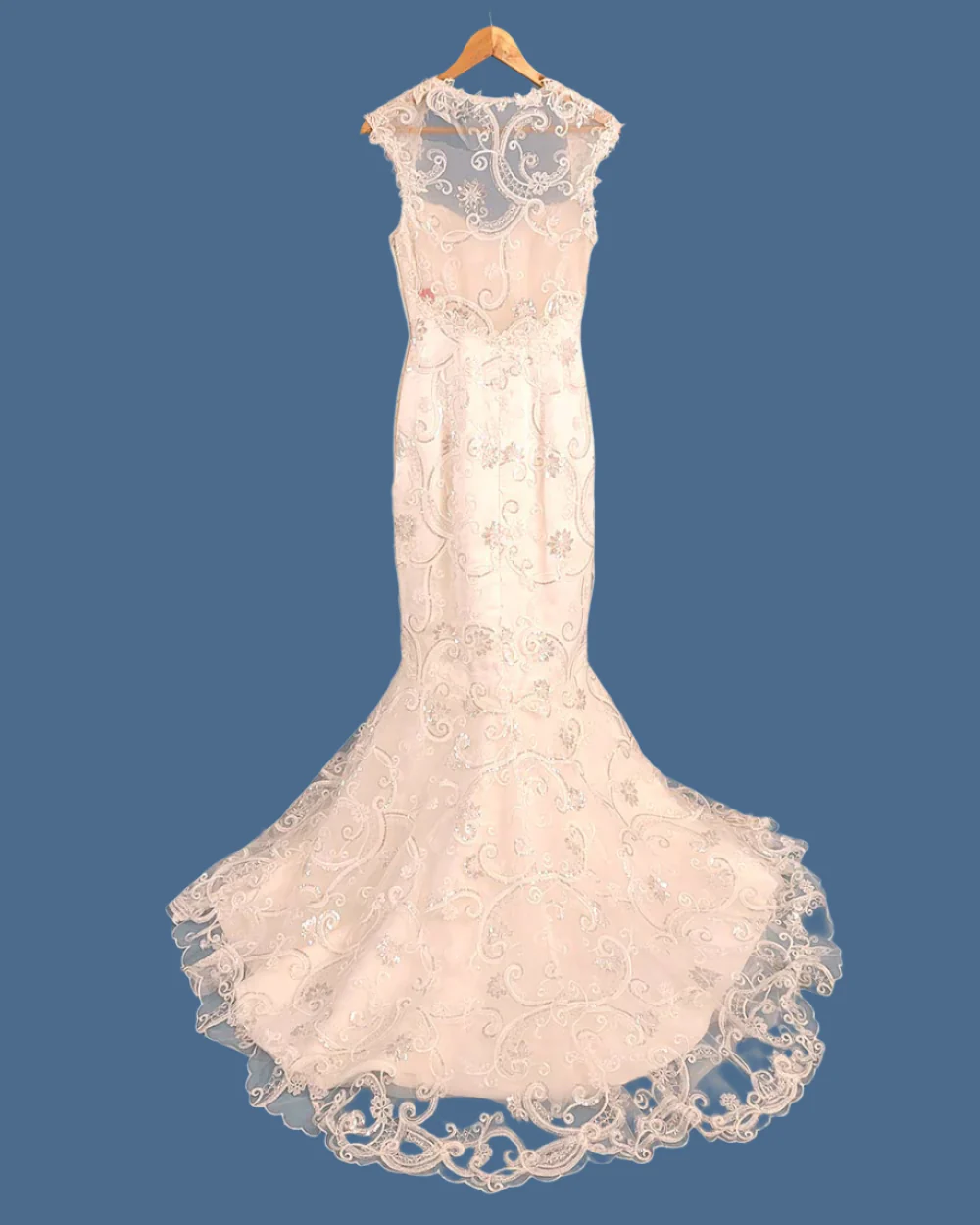 Charlotte Balbier White Fitted Fish Tail Illusion Wedding Dress Size 6 - Image 5