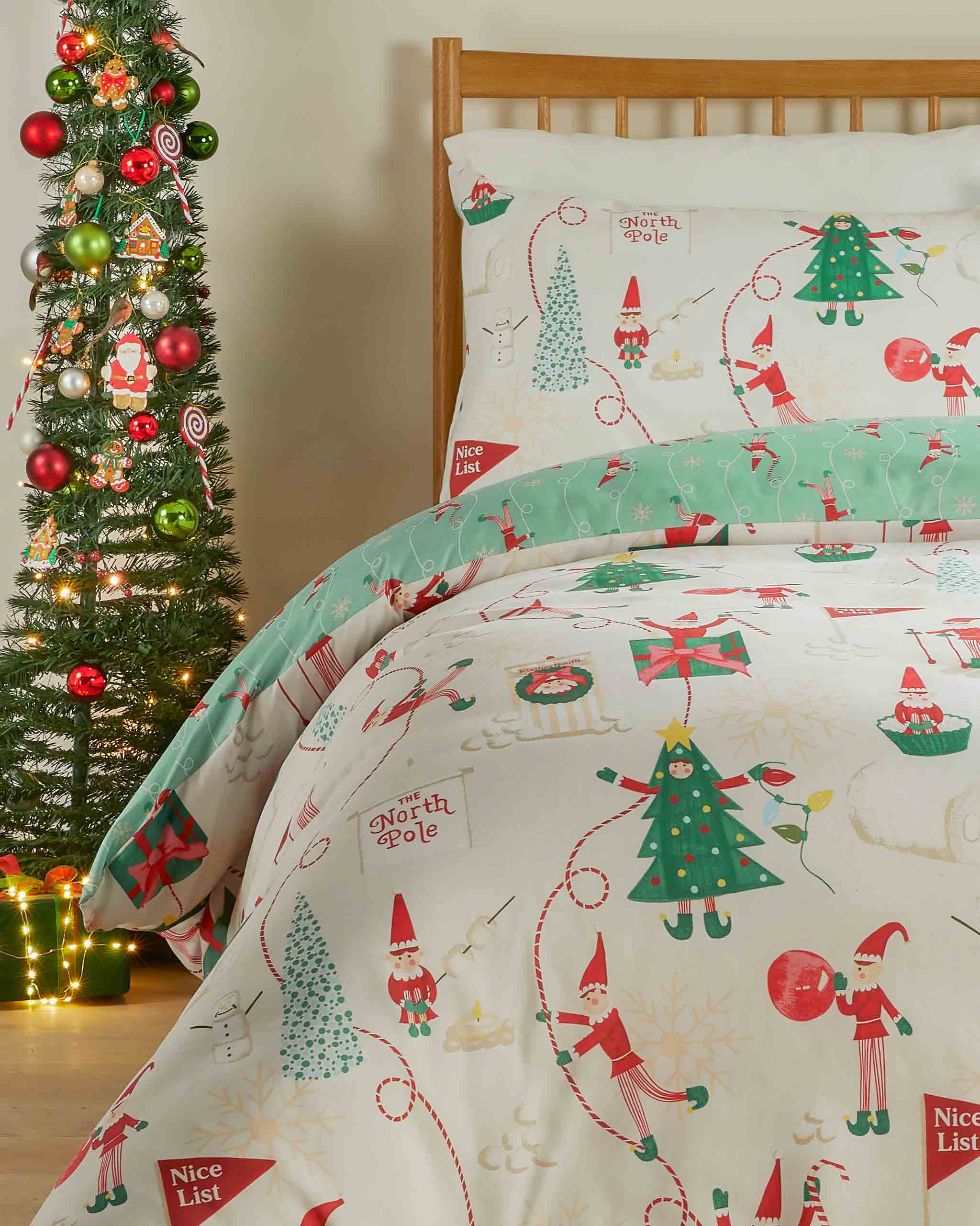 Christmas Duvet Cover Elfie Single Double King Cream