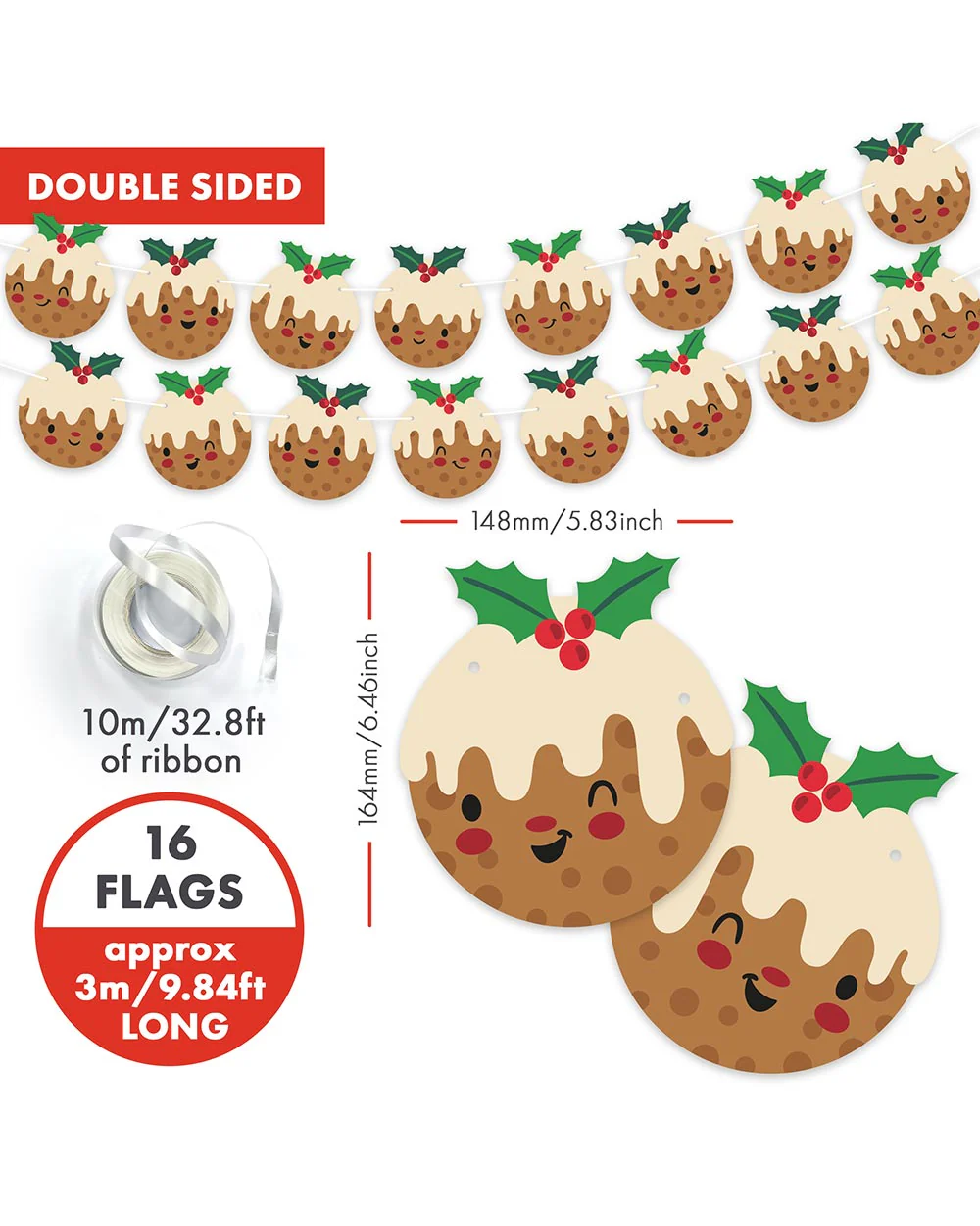 Christmas Bunting Christmas Pudding Emoji - Image 2