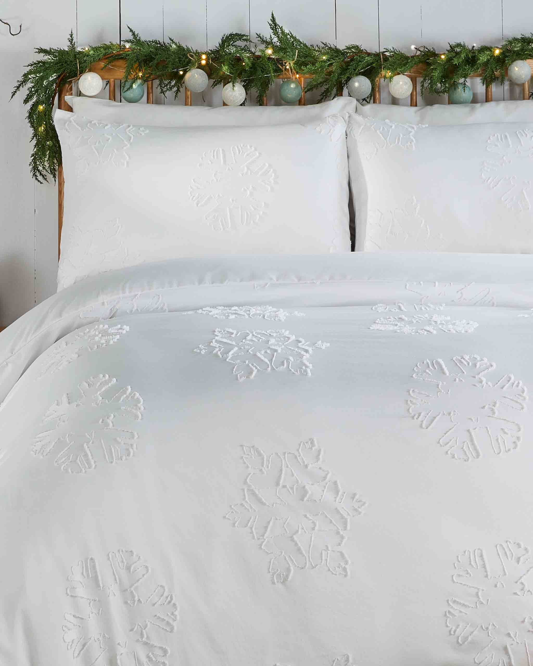 Christmas Duvet Cover Snowflake Single Double King White - Image 2
