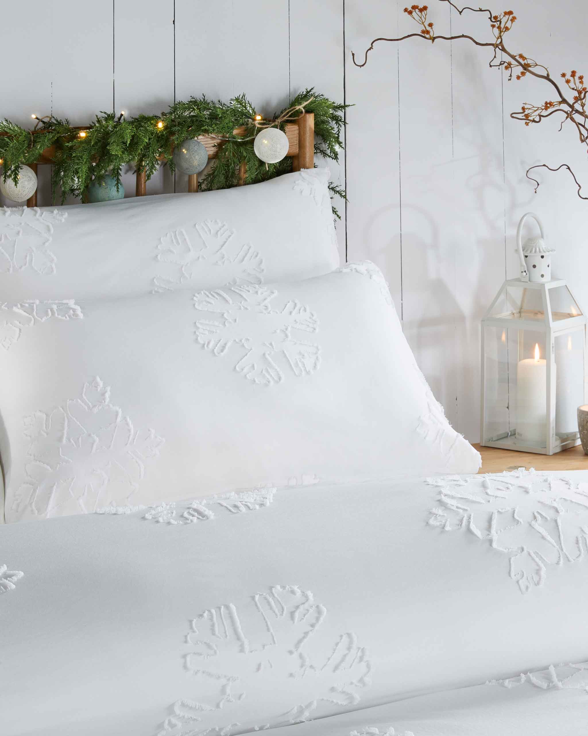 Christmas Duvet Cover Snowflake Single Double King White - Image 3