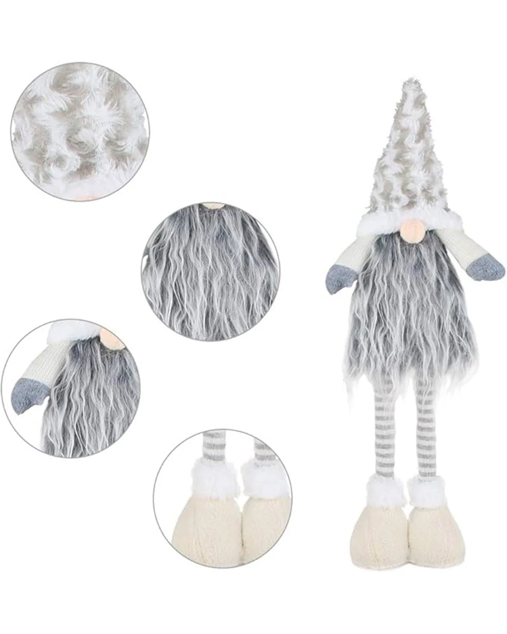 Christmas Gonk Extendable Legs Ornament Grey - Image 4