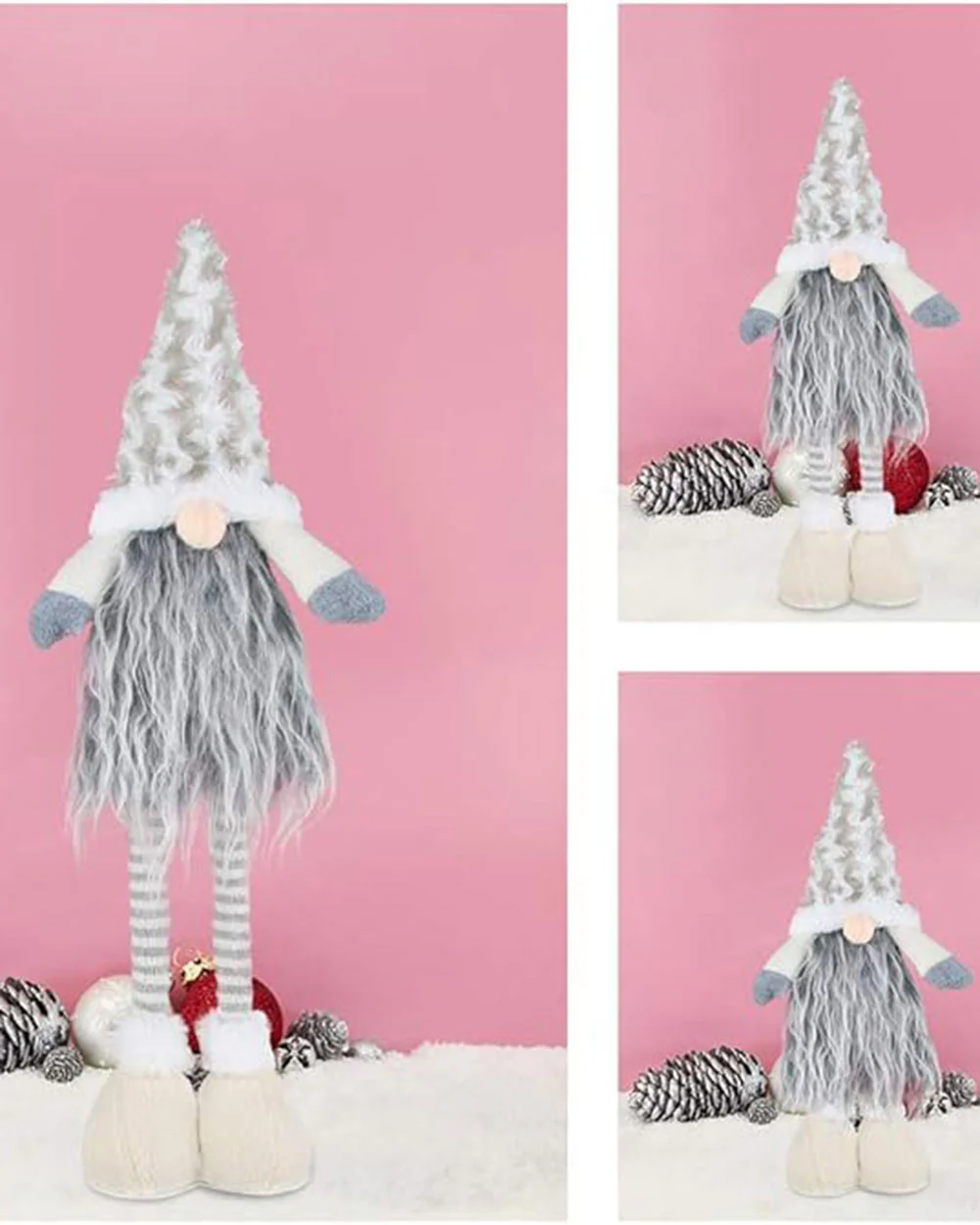 Christmas Gonk Extendable Legs Ornament Grey - Image 6