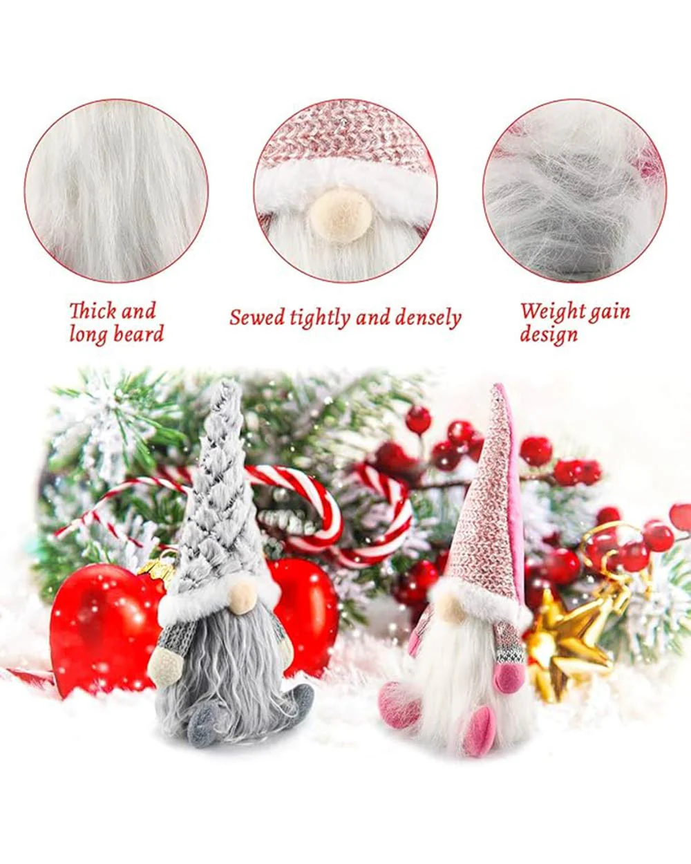 Christmas Gonk Plush Decoration 16x6x29cm Grey - Image 2