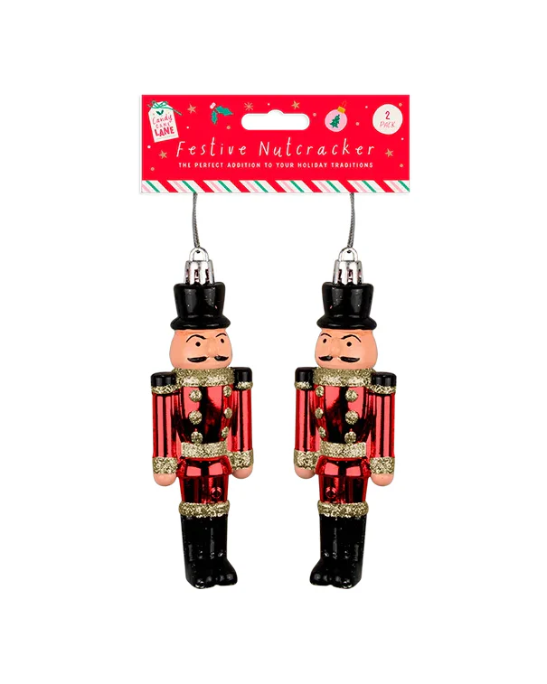 Christmas Tree Hanging Nutcracker Decoration Red 2 Pack
