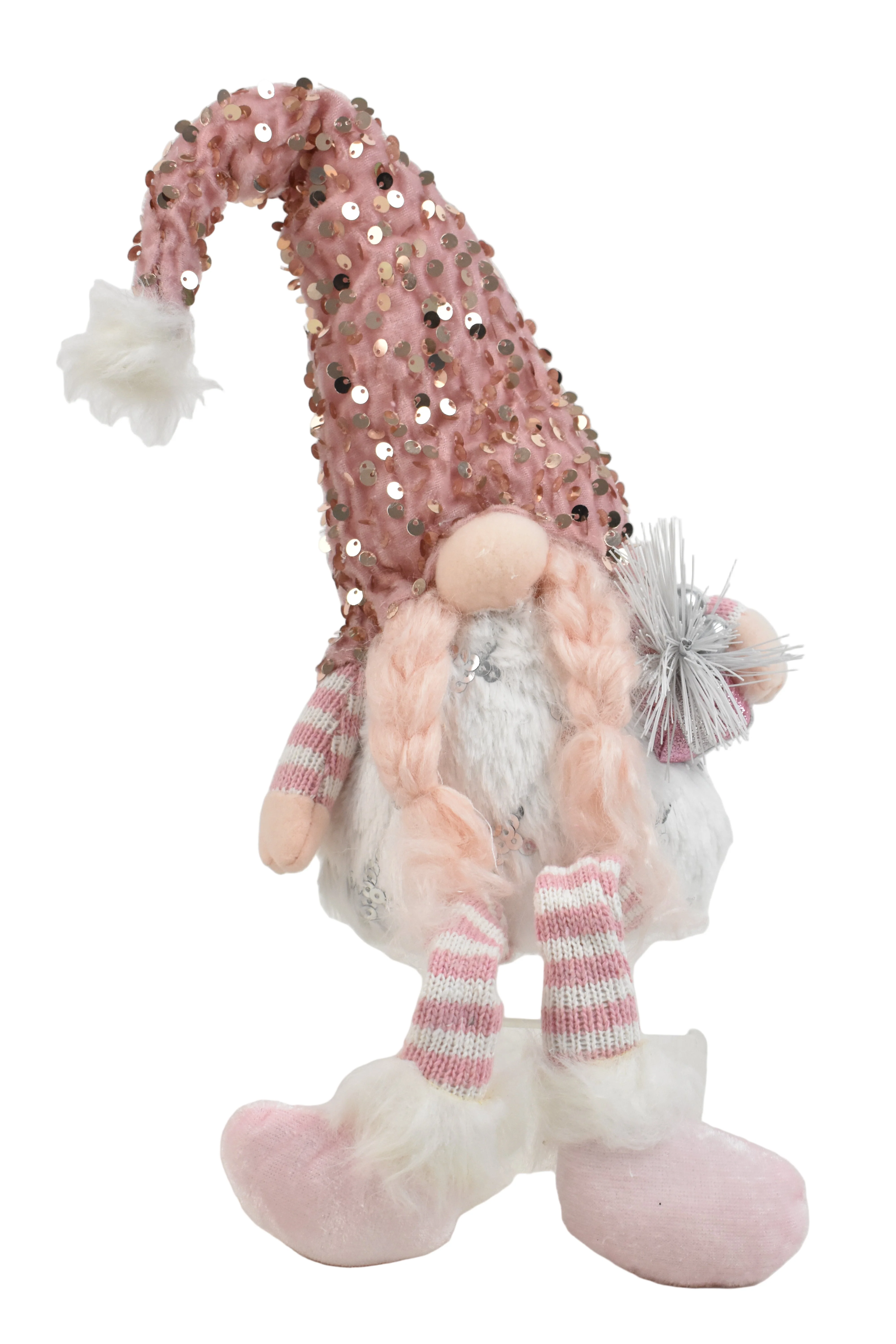 Christmas Sitting Gonk With Dangling Legs Plaits Pink 21" - Image 3
