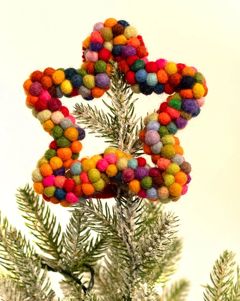 Christmas Tree Topper Pom Pom Handmade Star