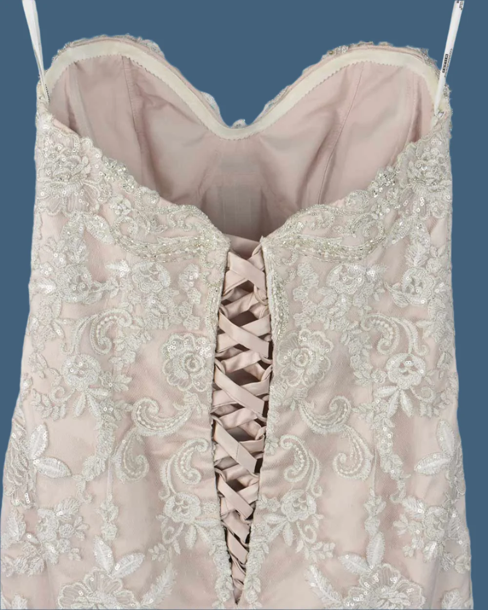 Cosmobella Blush Pink Fishtail Wedding Dress Size 12 - Image 9