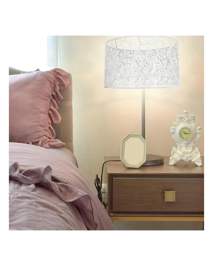 Decorative Lampshade Hollow Carved Metal White - Image 2