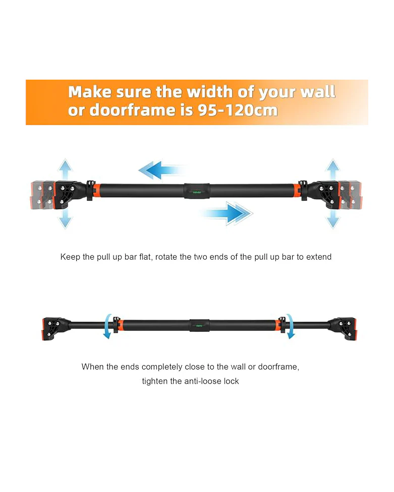 Door Frame Pull-Up Bar Innovative Thread Lock 95-120cm - Image 2