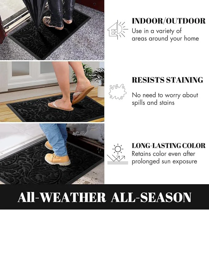 Door Mat Heavy Duty For Home Entrance 92 x 61 cm Black - Image 5